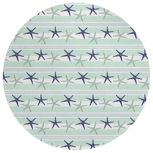 Indoor/Outdoor Seabreeze SZ12 Mist Washable 8' x 8' Round Rug