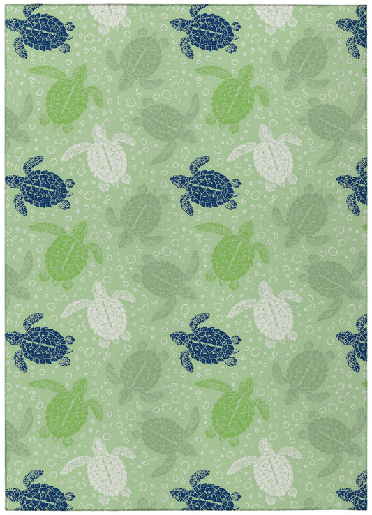 Indoor/Outdoor Seabreeze SZ13 Aloe Washable 10' x 14' Rug