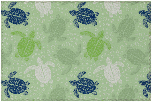 Indoor/Outdoor Seabreeze SZ13 Aloe Washable 1'8" x 2'6" Rug