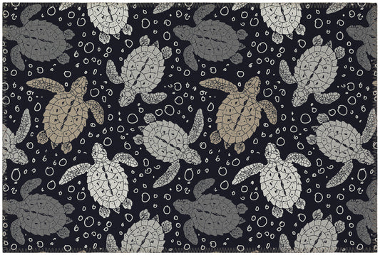 Indoor/Outdoor Seabreeze SZ13 Black Washable 1'8" x 2'6" Rug