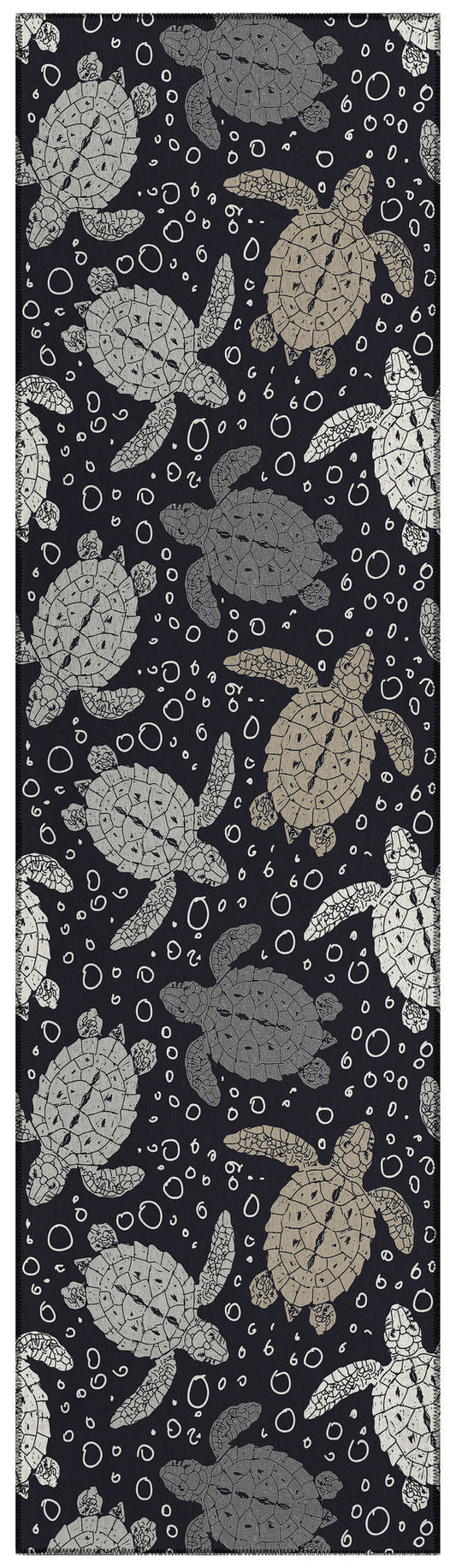 Indoor/Outdoor Seabreeze SZ13 Black Washable 2'3" x 7'6" Runner Rug