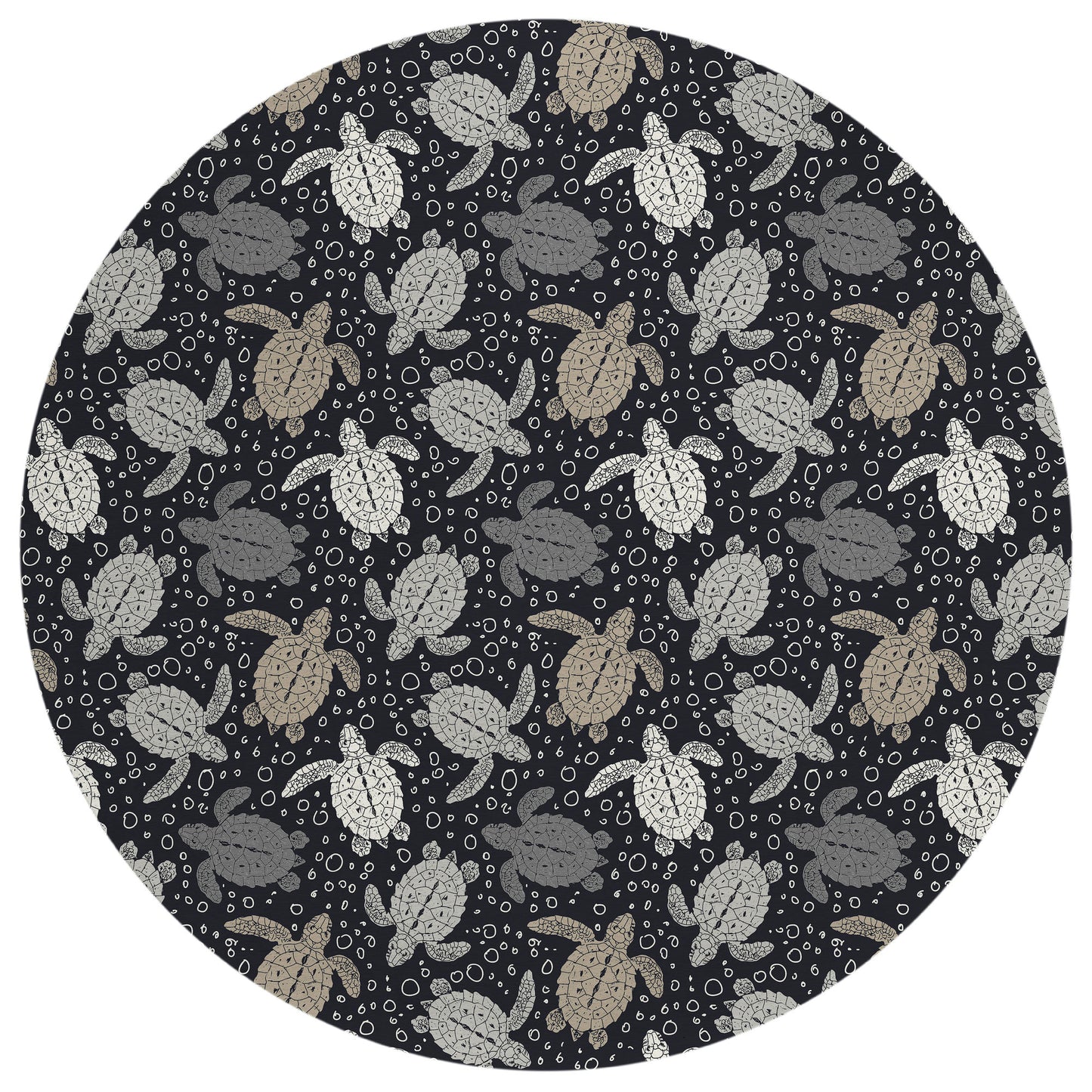 Indoor/Outdoor Seabreeze SZ13 Black Washable 8' x 8' Round Rug