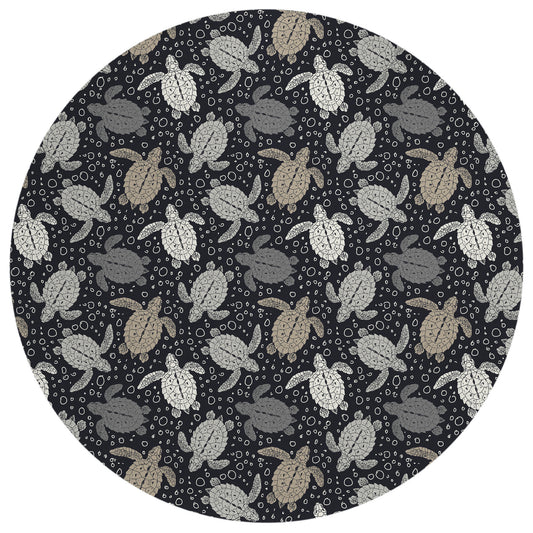 Indoor/Outdoor Seabreeze SZ13 Black Washable 8' x 8' Round Rug