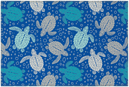 Indoor/Outdoor Seabreeze SZ13 Navy Washable 1'8" x 2'6" Rug