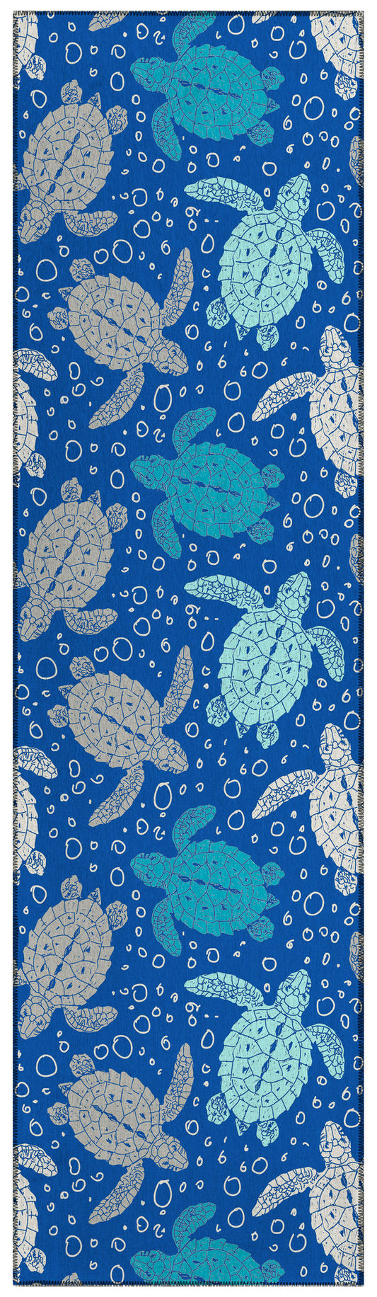 Indoor/Outdoor Seabreeze SZ13 Navy Washable 2'3" x 7'6" Runner Rug
