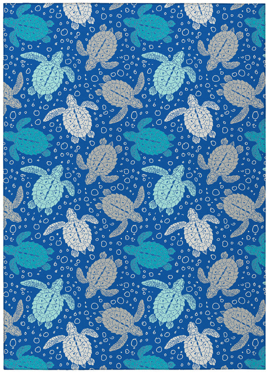 Indoor/Outdoor Seabreeze SZ13 Navy Washable 8' x 10' Rug
