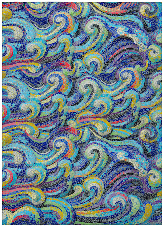 Indoor/Outdoor Seabreeze SZ14 Indigo Washable 10' x 14' Rug