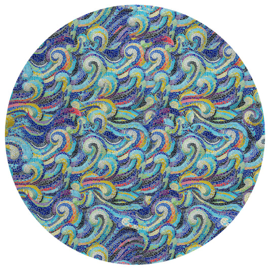 Indoor/Outdoor Seabreeze SZ14 Indigo Washable 8' x 8' Round Rug
