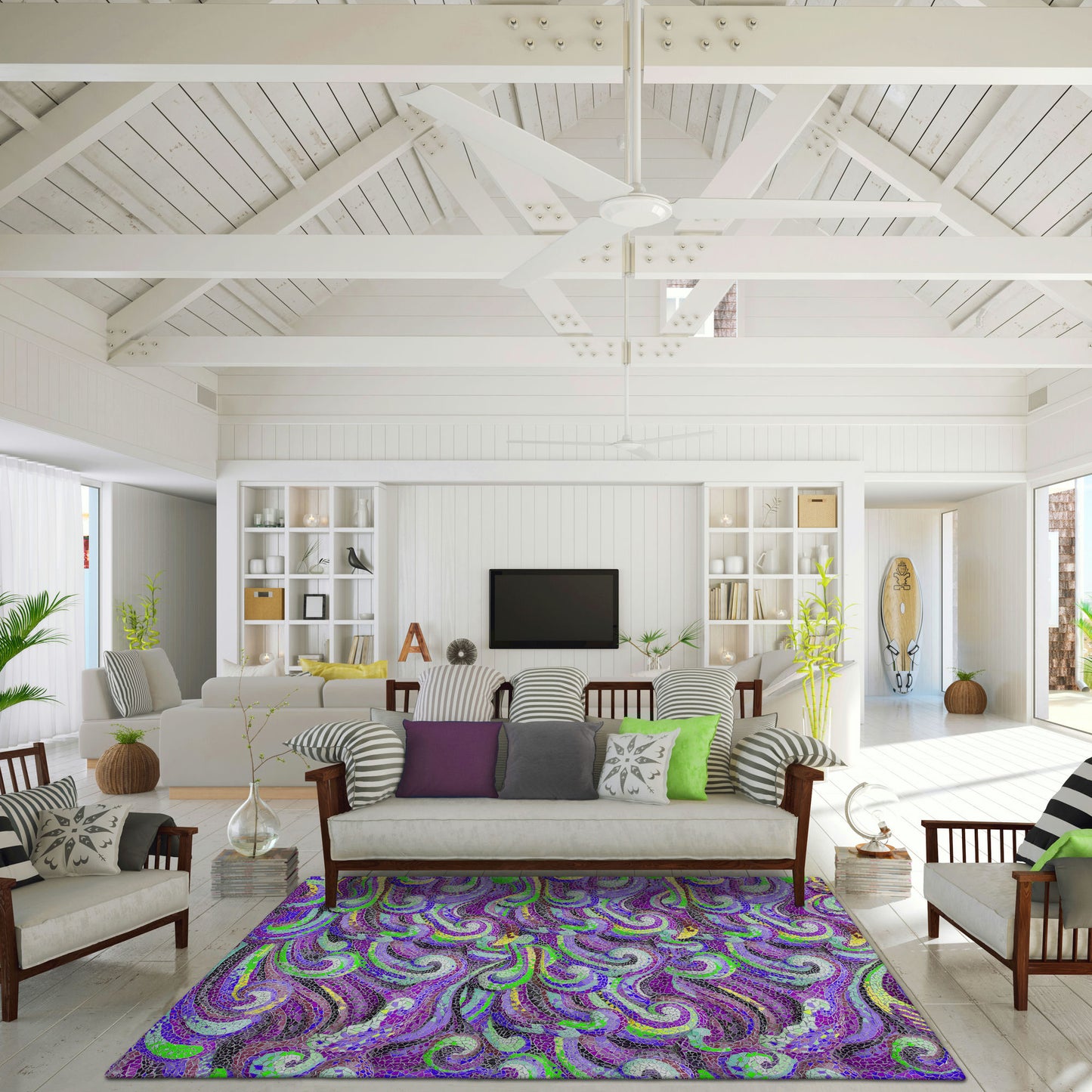 Indoor/Outdoor Seabreeze SZ14 Violet Washable 9' x 12' Rug