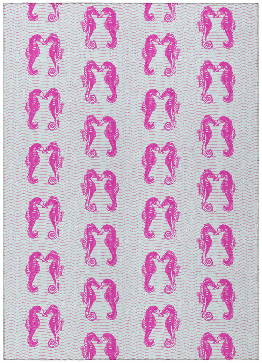 Indoor/Outdoor Seabreeze SZ15 Flamingo Washable 10' x 14' Rug