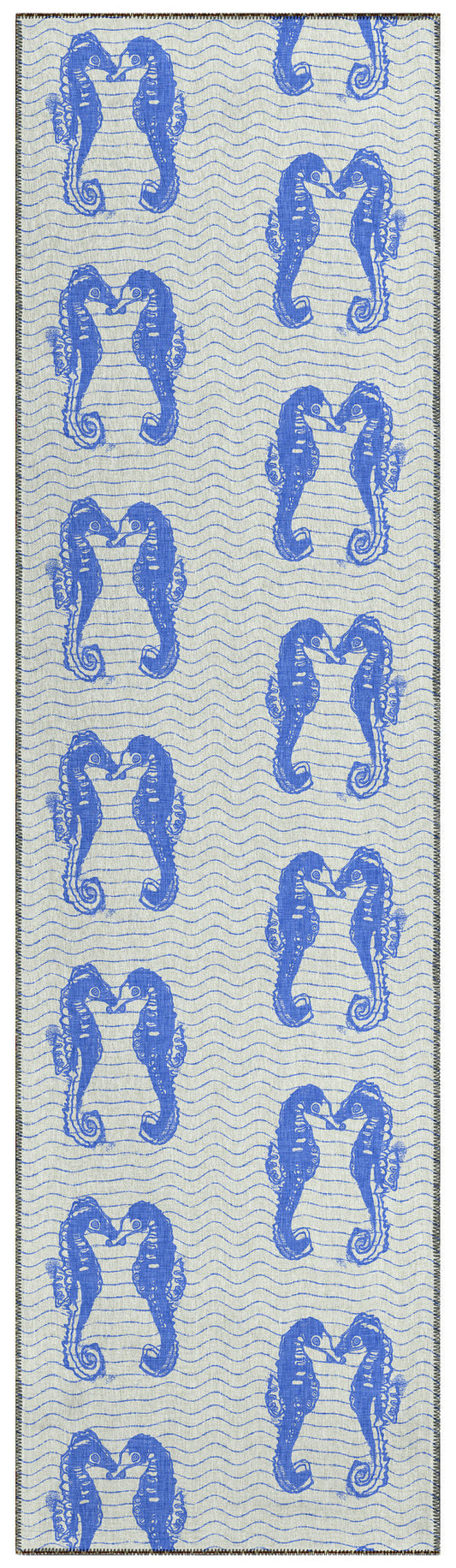 Indoor/Outdoor Seabreeze SZ15 Navy Washable 2'3" x 7'6" Runner Rug