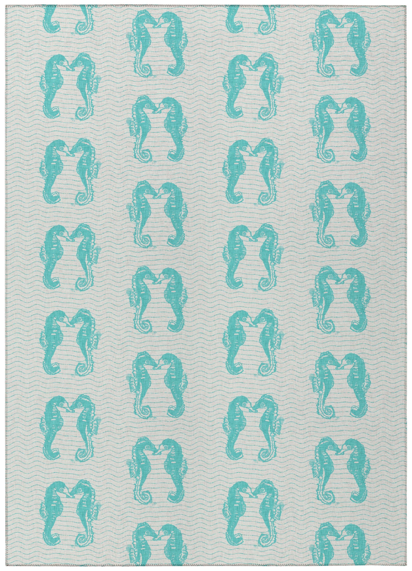 Indoor/Outdoor Seabreeze SZ15 Teal Washable 10' x 14' Rug
