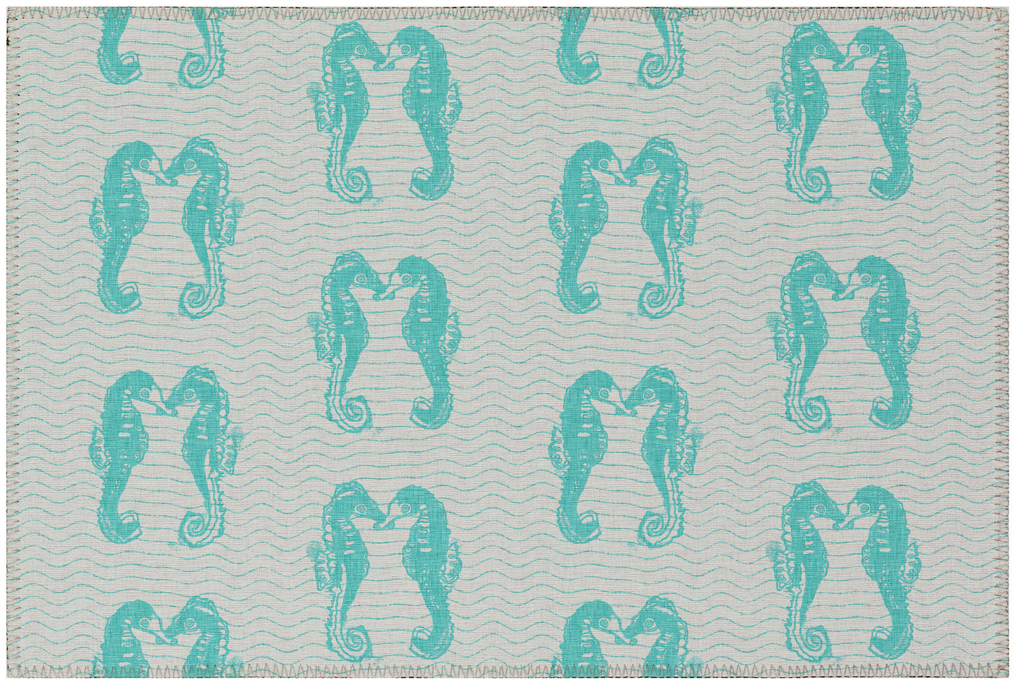 Indoor/Outdoor Seabreeze SZ15 Teal Washable 1'8" x 2'6" Rug