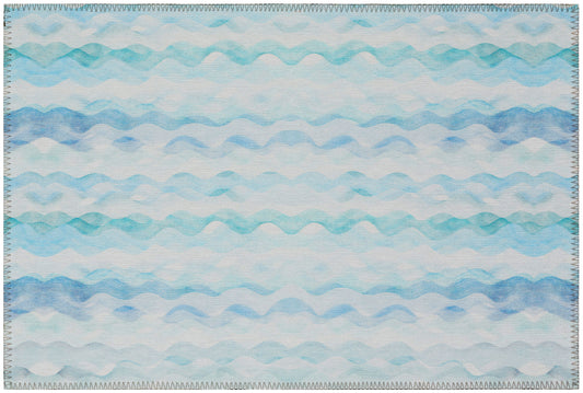 Indoor/Outdoor Seabreeze SZ16 Denim Washable 1'8" x 2'6" Rug