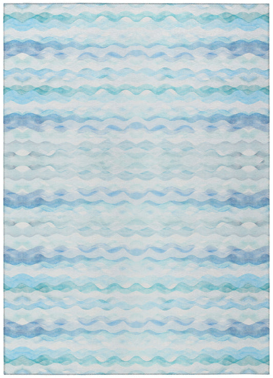 Indoor/Outdoor Seabreeze SZ16 Denim Washable 3' x 5' Rug