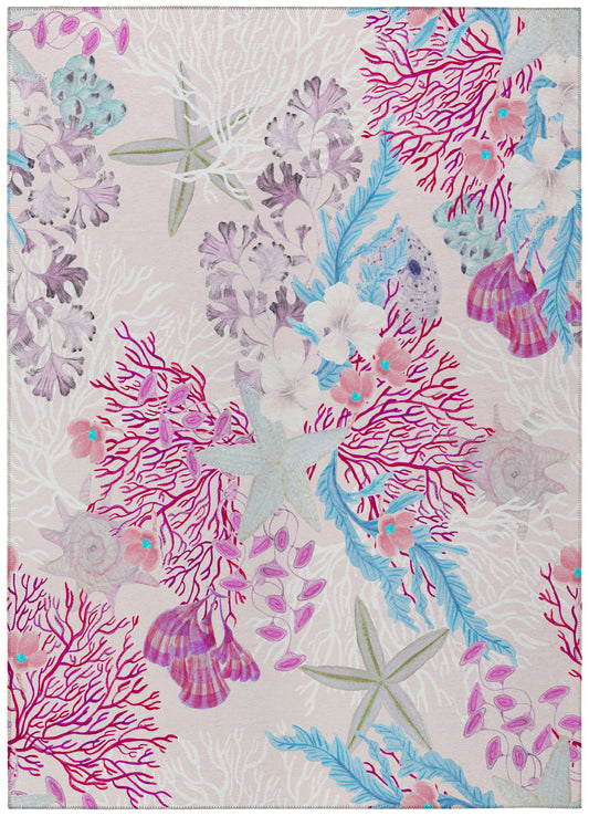 Indoor/Outdoor Seabreeze SZ1 Blush Washable 10' x 14' Rug