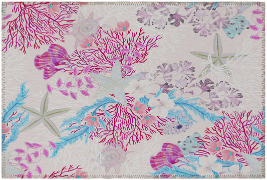 Indoor/Outdoor Seabreeze SZ1 Blush Washable 1'8" x 2'6" Rug