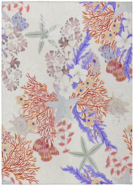 Indoor/Outdoor Seabreeze SZ1 Ivory Washable 5' x 7'6" Rug