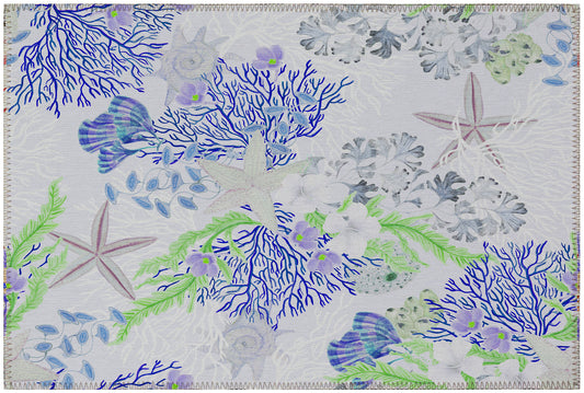 Indoor/Outdoor Seabreeze SZ1 Lavender Washable 1'8" x 2'6" Rug