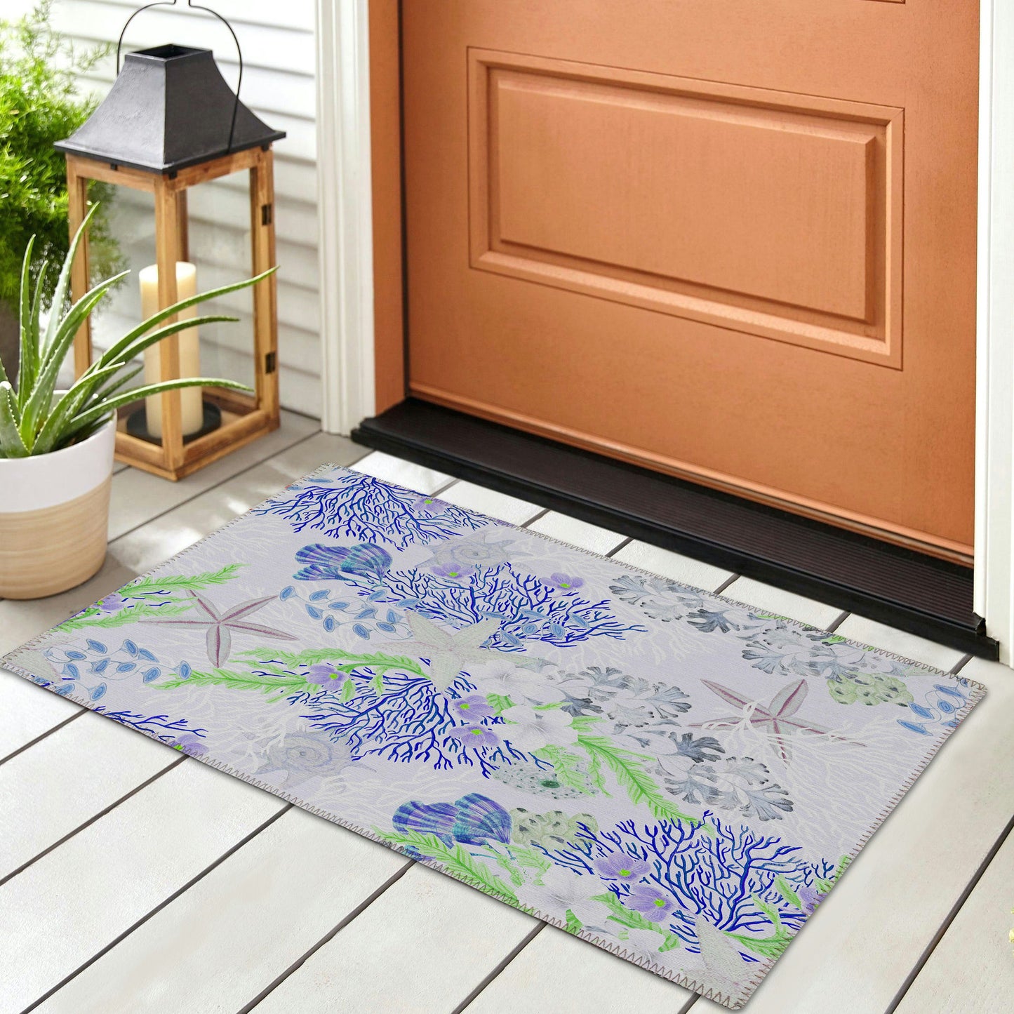 Indoor/Outdoor Seabreeze SZ1 Lavender Washable 1'8" x 2'6" Rug