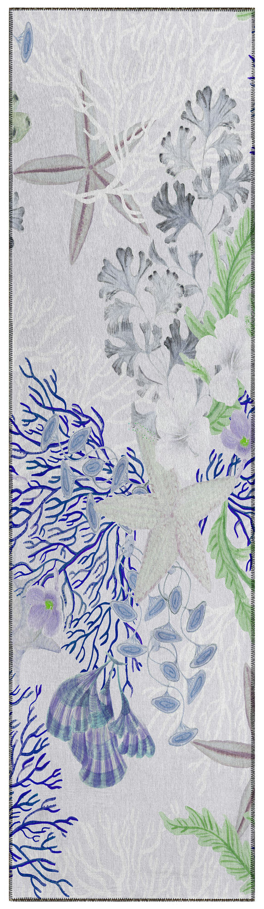 Indoor/Outdoor Seabreeze SZ1 Lavender Washable 2'3" x 7'6" Runner Rug