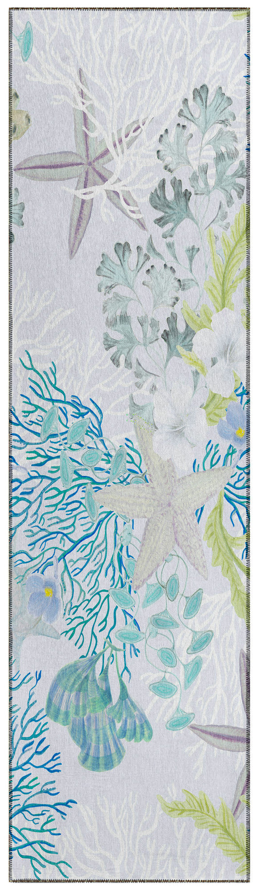 Indoor/Outdoor Seabreeze SZ1 Silver Washable 2'3" x 7'6" Runner Rug