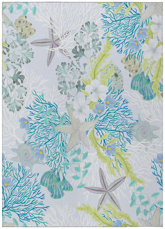 Indoor/Outdoor Seabreeze SZ1 Silver Washable 3' x 5' Rug