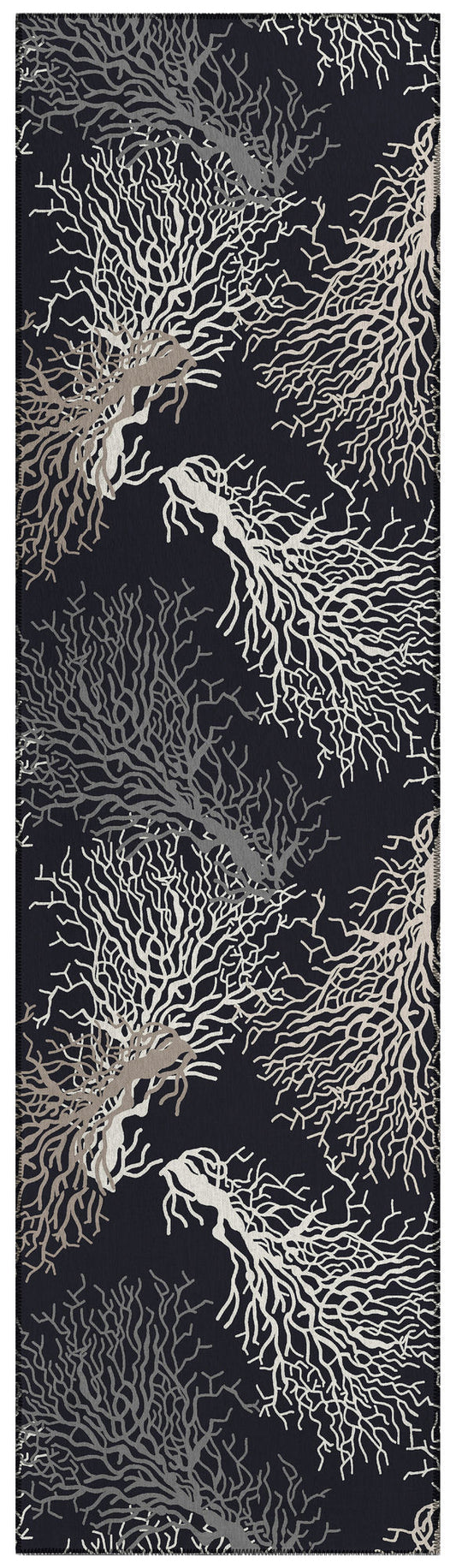 Indoor/Outdoor Seabreeze SZ3 Black Washable 2'3" x 7'6" Runner Rug