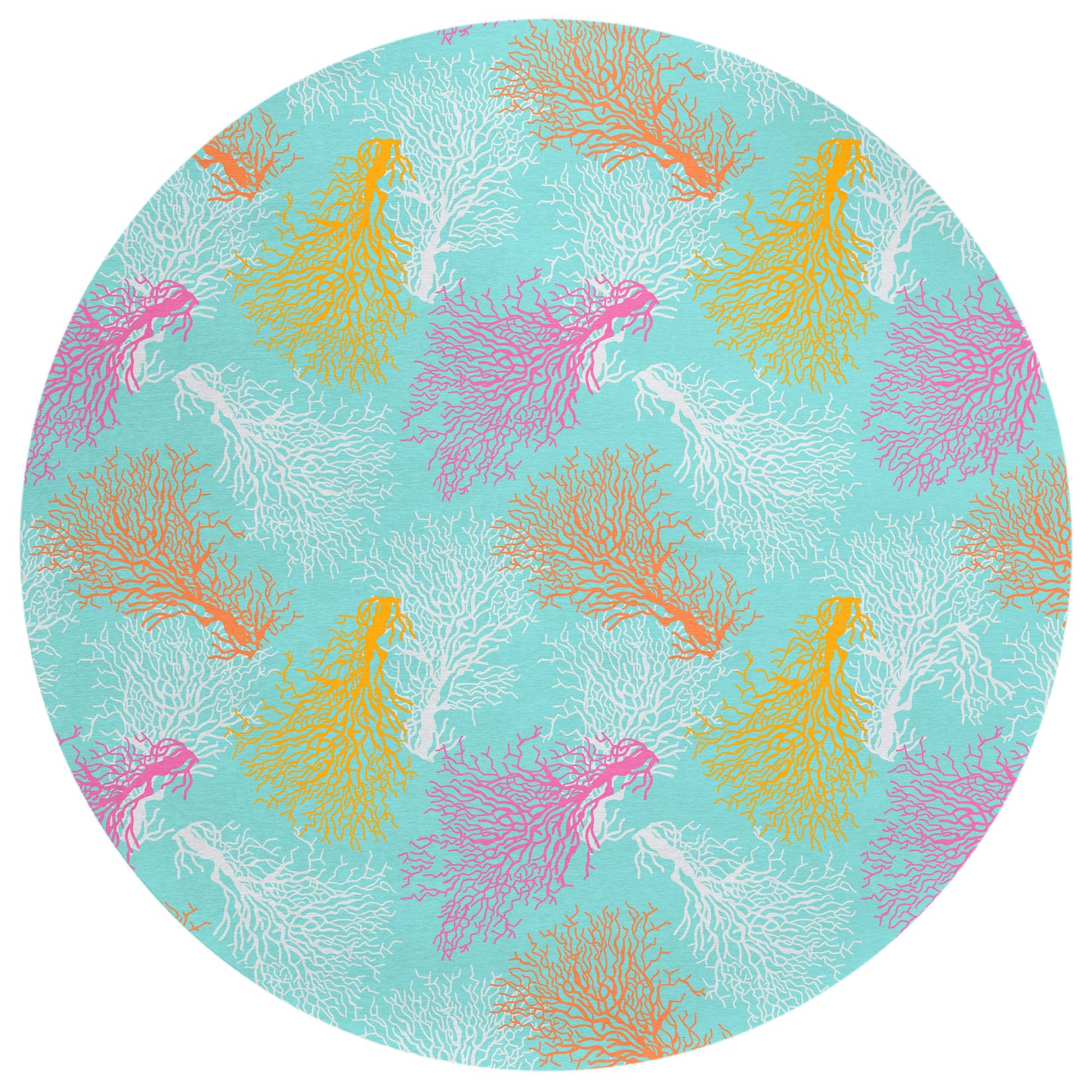 Seabreeze SZ2 Teal Washable 8' x 8' Round Rug