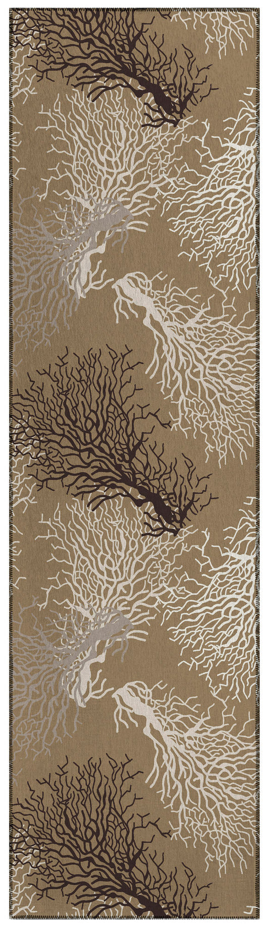 Indoor/Outdoor Seabreeze SZ3 Taupe Washable 2'3" x 7'6" Runner Rug