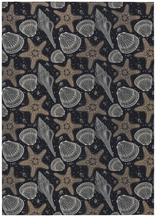 Indoor/Outdoor Seabreeze SZ4 Black Washable 10' x 14' Rug