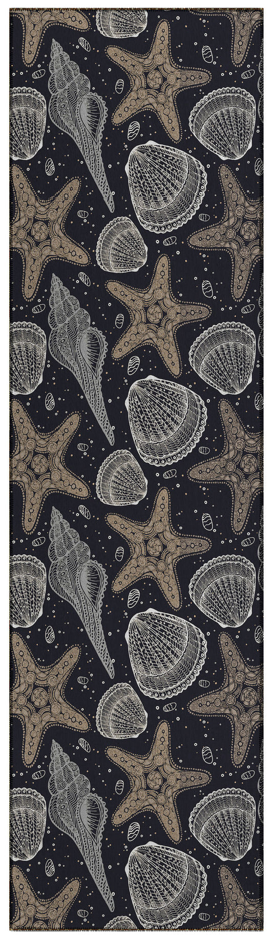 Indoor/Outdoor Seabreeze SZ4 Black Washable 2'3" x 7'6" Runner Rug