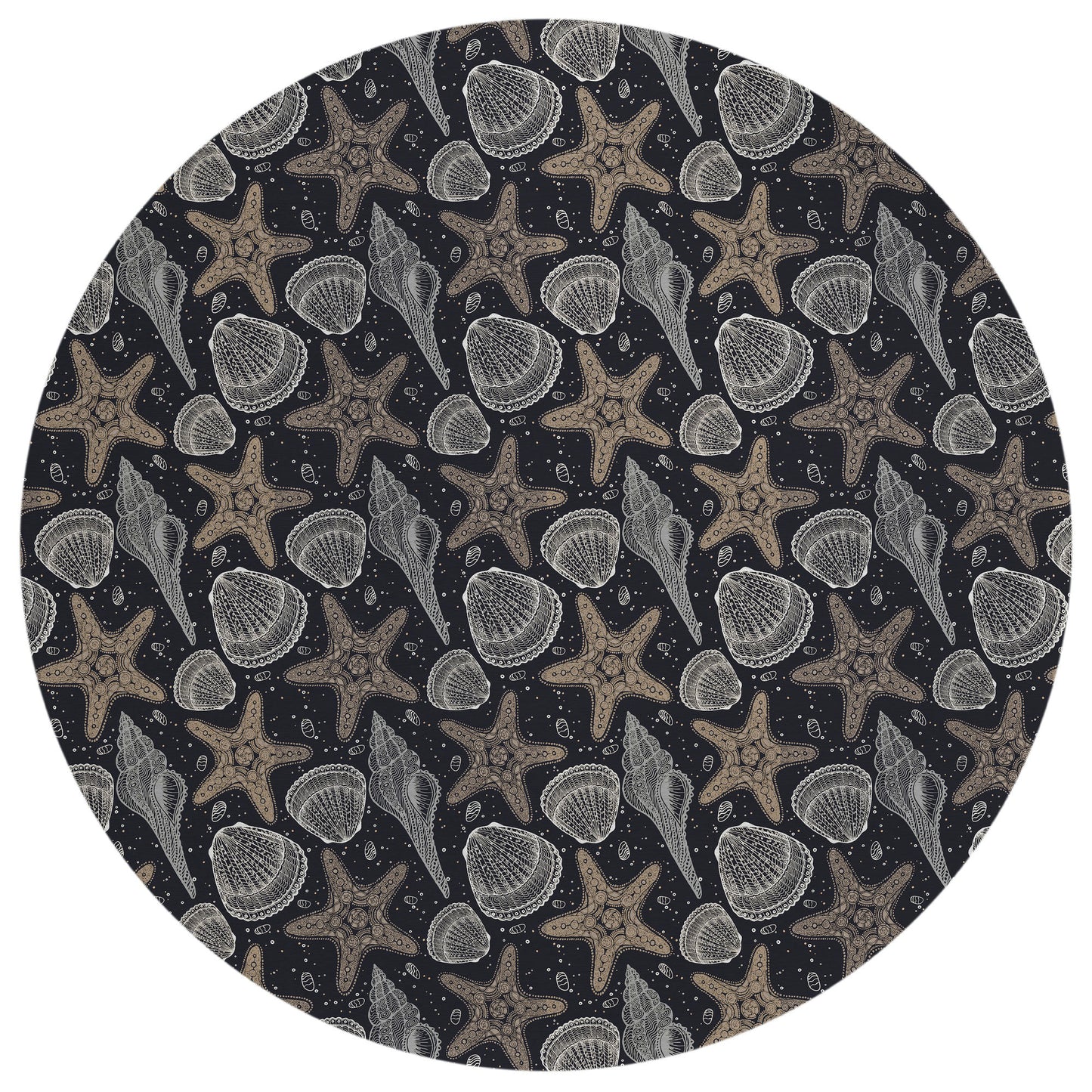 Indoor/Outdoor Seabreeze SZ4 Black Washable 8' x 8' Round Rug