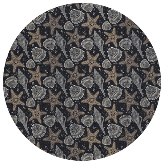 Indoor/Outdoor Seabreeze SZ4 Black Washable 8' x 8' Round Rug