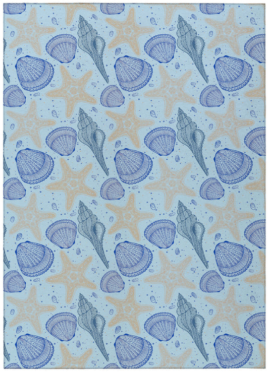 Indoor/Outdoor Seabreeze SZ4 Sky Washable 10' x 14' Rug