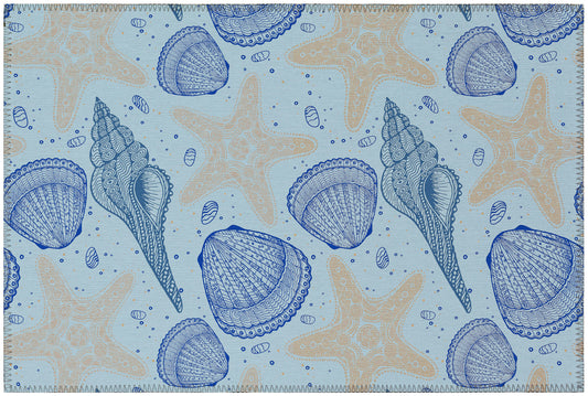 Indoor/Outdoor Seabreeze SZ4 Sky Washable 1'8" x 2'6" Rug