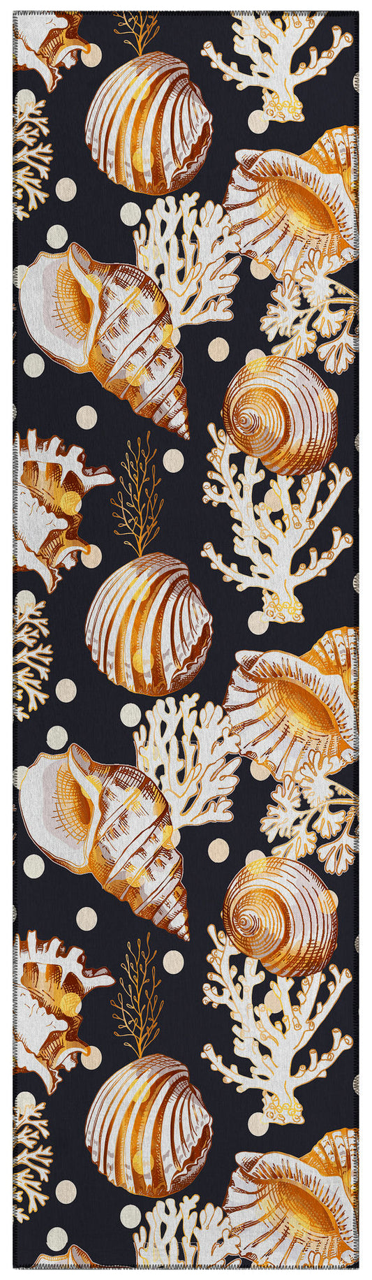 Indoor/Outdoor Seabreeze SZ6 Black Washable 2'3" x 7'6" Runner Rug