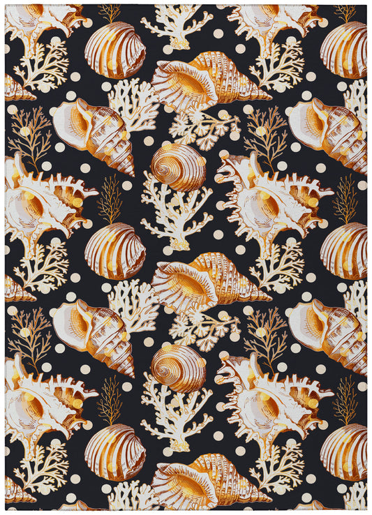 Indoor/Outdoor Seabreeze SZ6 Black Washable 3' x 5' Rug