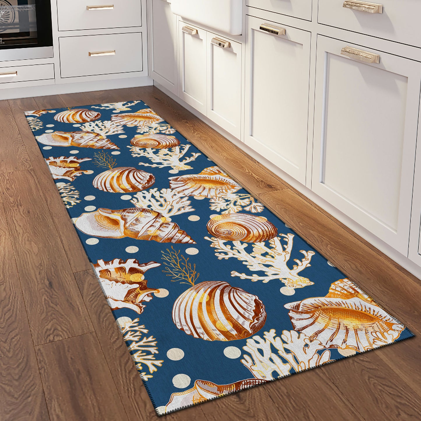 Indoor/Outdoor Seabreeze SZ6 Navy Washable 2'3" x 7'6" Runner Rug