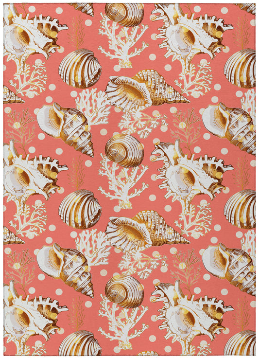Indoor/Outdoor Seabreeze SZ6 Salmon Washable 10' x 14' Rug