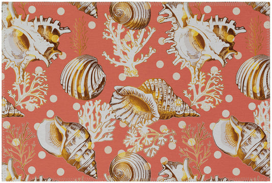 Indoor/Outdoor Seabreeze SZ6 Salmon Washable 1'8" x 2'6" Rug