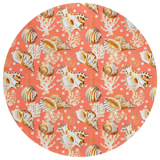 Indoor/Outdoor Seabreeze SZ6 Salmon Washable 8' x 8' Round Rug