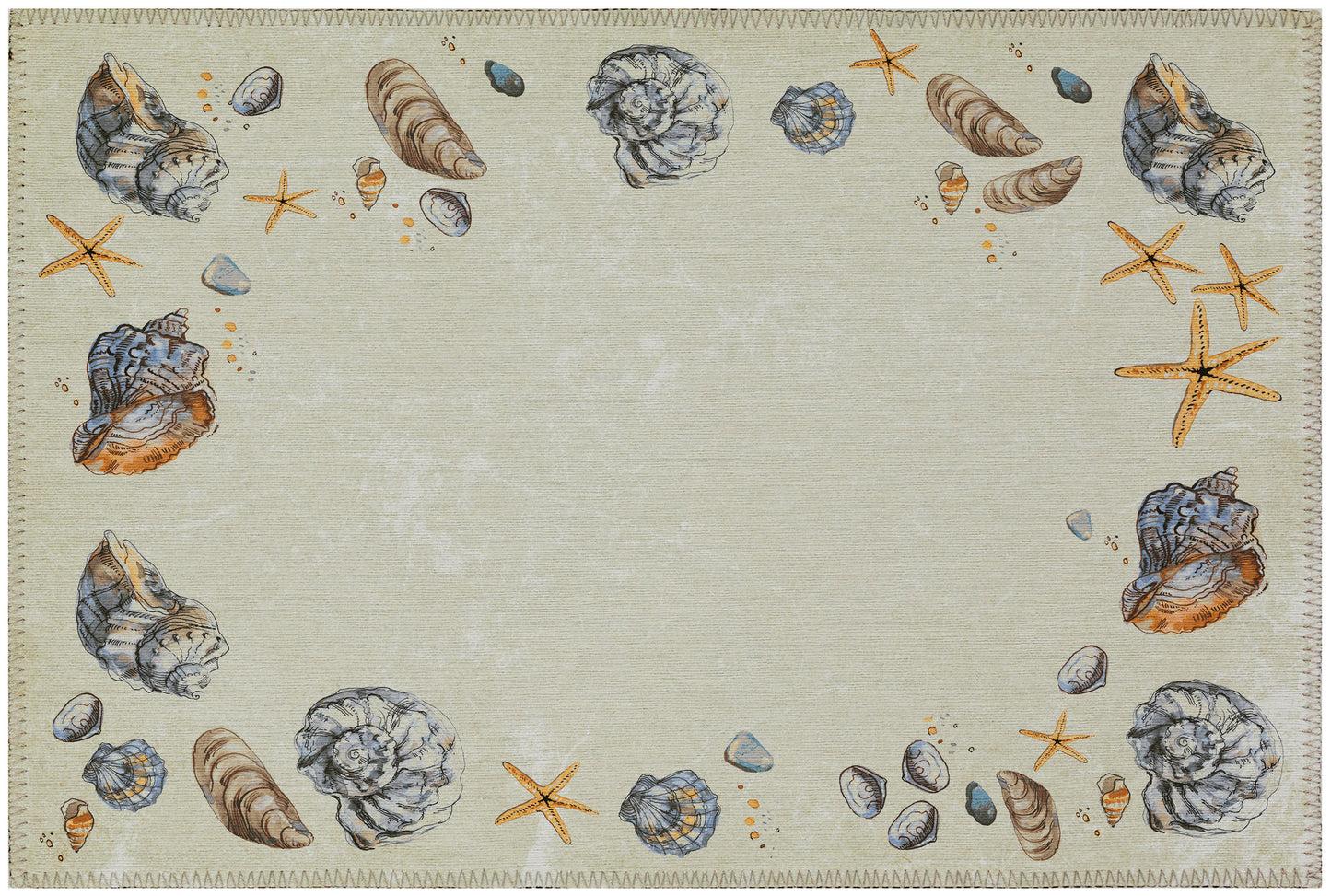 Indoor/Outdoor Seabreeze SZ9 Ivory Washable 1'8" x 2'6" Rug
