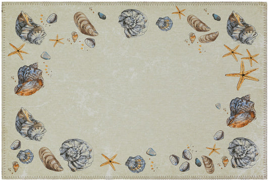 Indoor/Outdoor Seabreeze SZ9 Ivory Washable 1'8" x 2'6" Rug