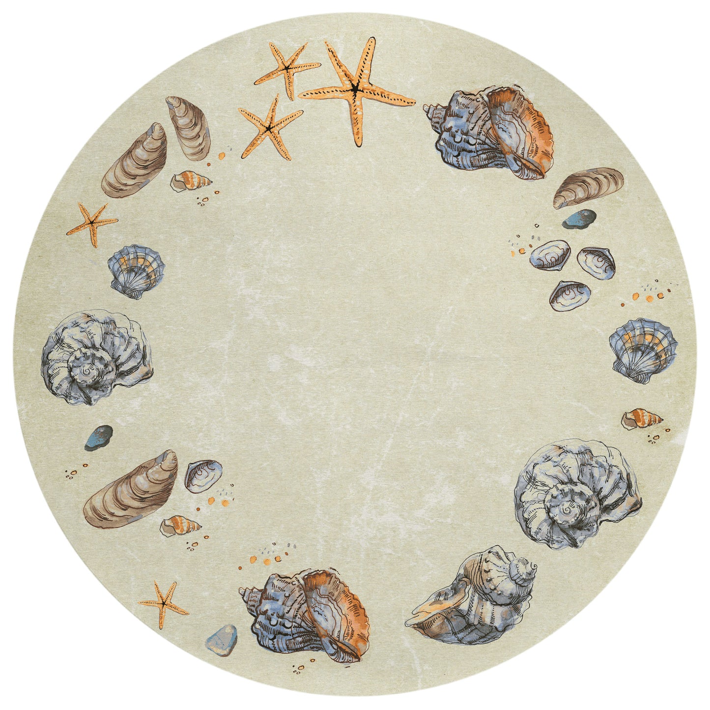 Indoor/Outdoor Seabreeze SZ9 Ivory Washable 8' x 8' Round Rug