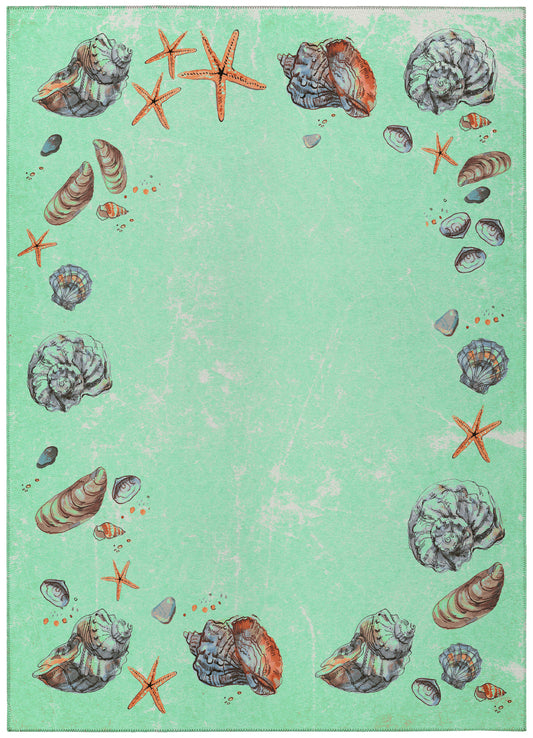 Indoor/Outdoor Seabreeze SZ9 Lagoon Washable 10' x 14' Rug