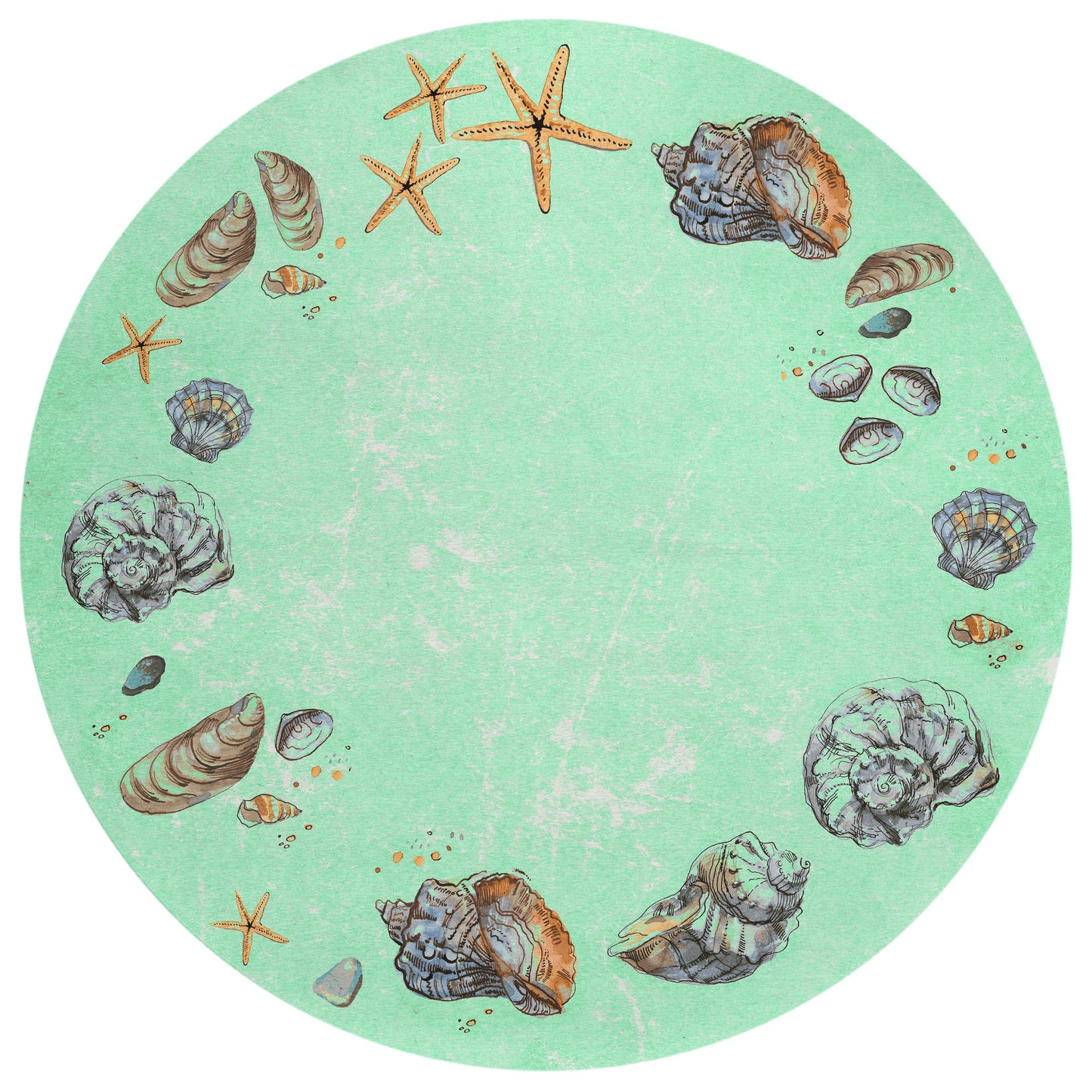 Indoor/Outdoor Seabreeze SZ9 Lagoon Washable 8' x 8' Round Rug