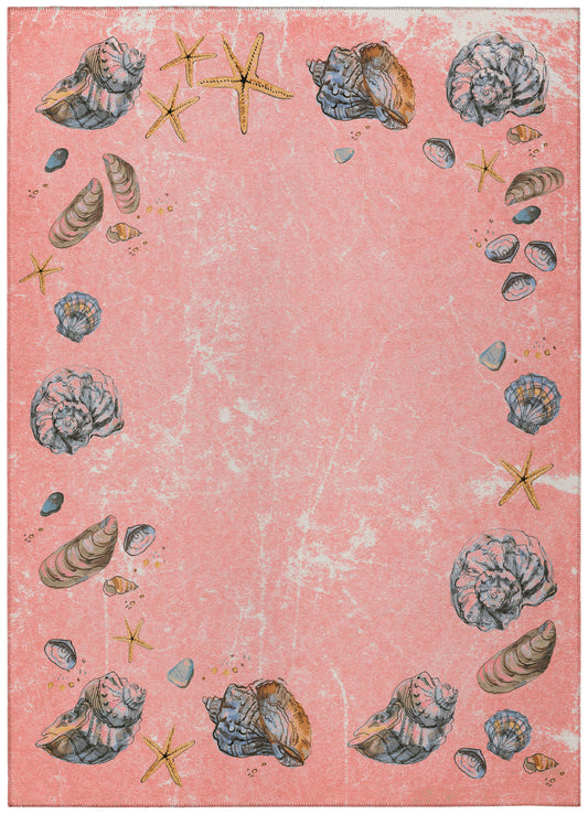 Indoor/Outdoor Seabreeze SZ9 Salmon Washable 3' x 5' Rug