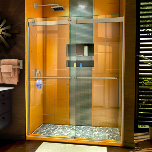 Sapphire 56-60 in. W x 76 in. H Semi-Frameless Bypass Shower Door in Brushed Nickel