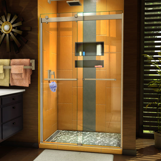 Sapphire 44-48 in. W x 76 in. H Semi-Frameless Bypass Shower Door in Brushed Nickel